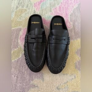 Authentic Saint Laurent Dark Brown Moccasin Mule